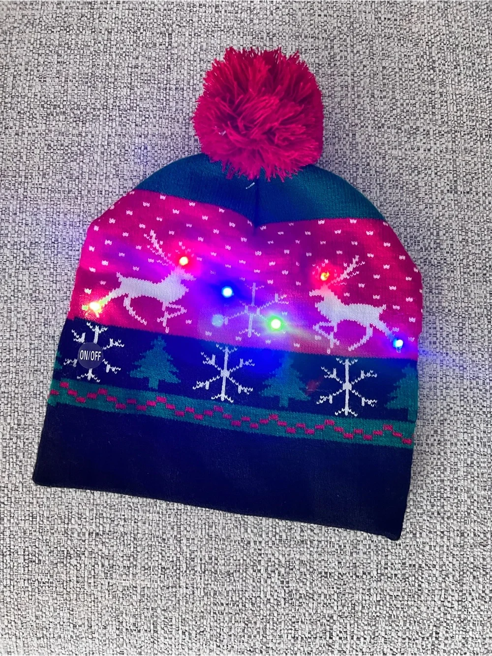 Christmas LED Wool Hat One Size Fits 10 Years To Adult Cap Light